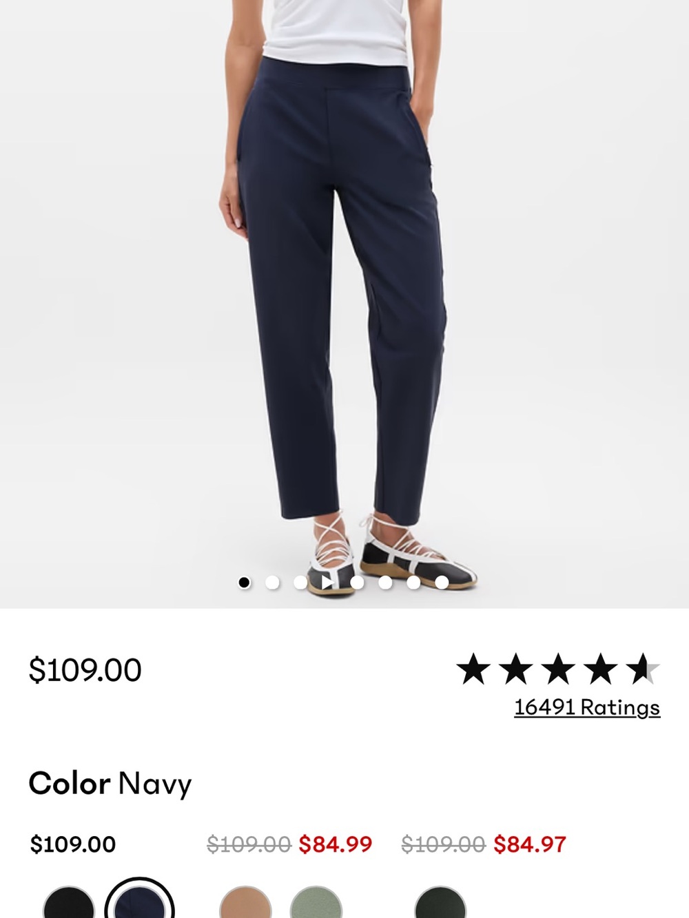 Athleta Brooklyn Ankle Navy Women's Pants Sz 12 - Great Shape - Comfy & Profesh